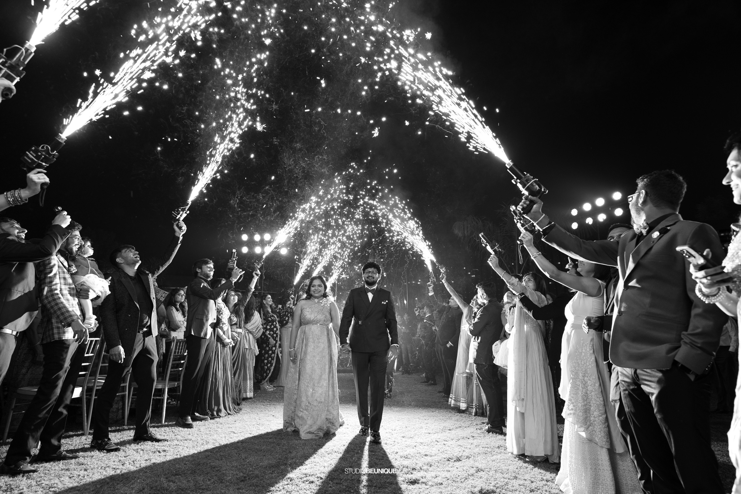 Wedding celebration sparkler entrance